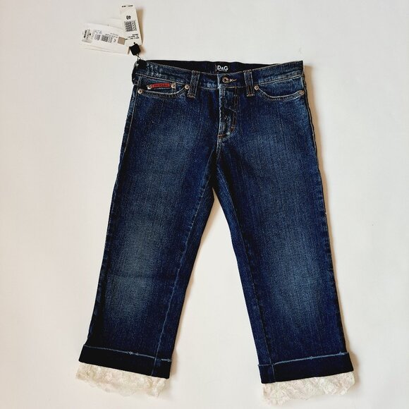 NEW Dolce & Gabbana Blue Jean Shorts with Lace Size 26 / 40